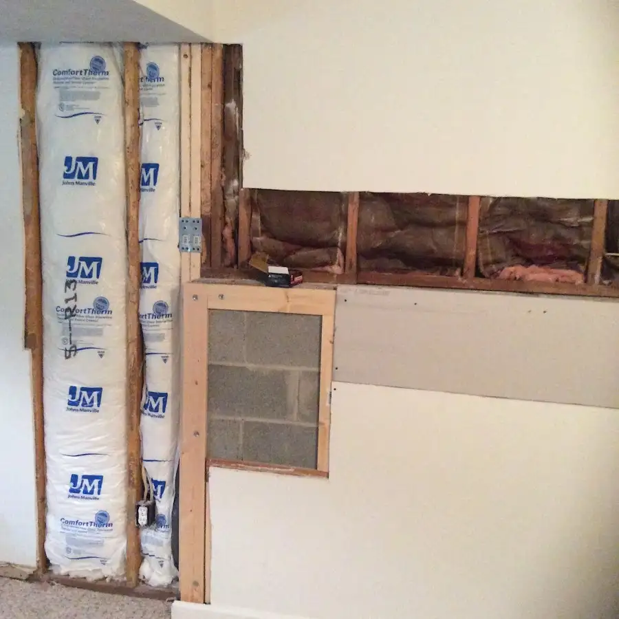 Wall insulation replacement during Basement Flood Cleanup in Catonsville